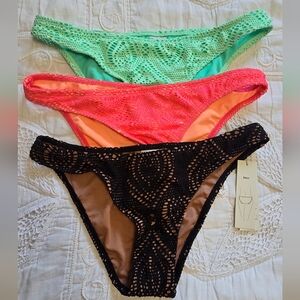 No Boundries Bikini Bottoms Set in Green, Pink Coral, and Black